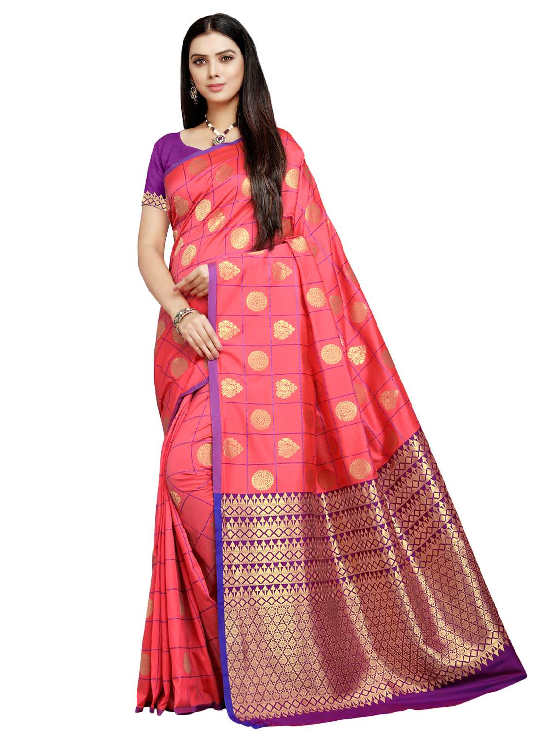 ethnic motif kanjivaram saree with blouse