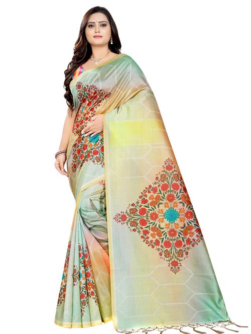 floral printed saree with blouse - 16592627 - Standard Image - 0
