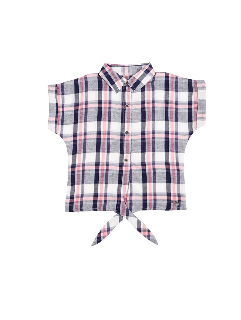 knotted hem plaid shirt - 16592846 -  Zoom Image - 0
