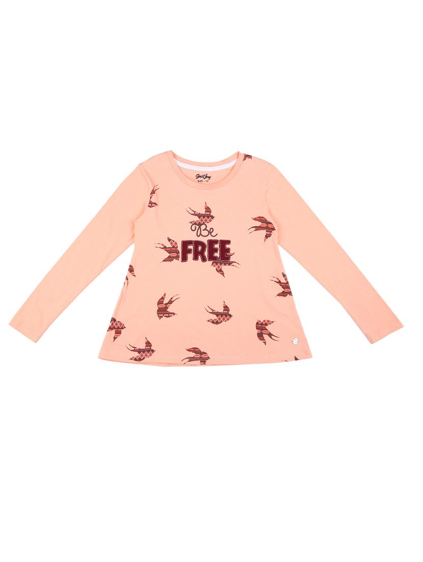 round neck bird print top - 16592854 - Zoom Image - 0