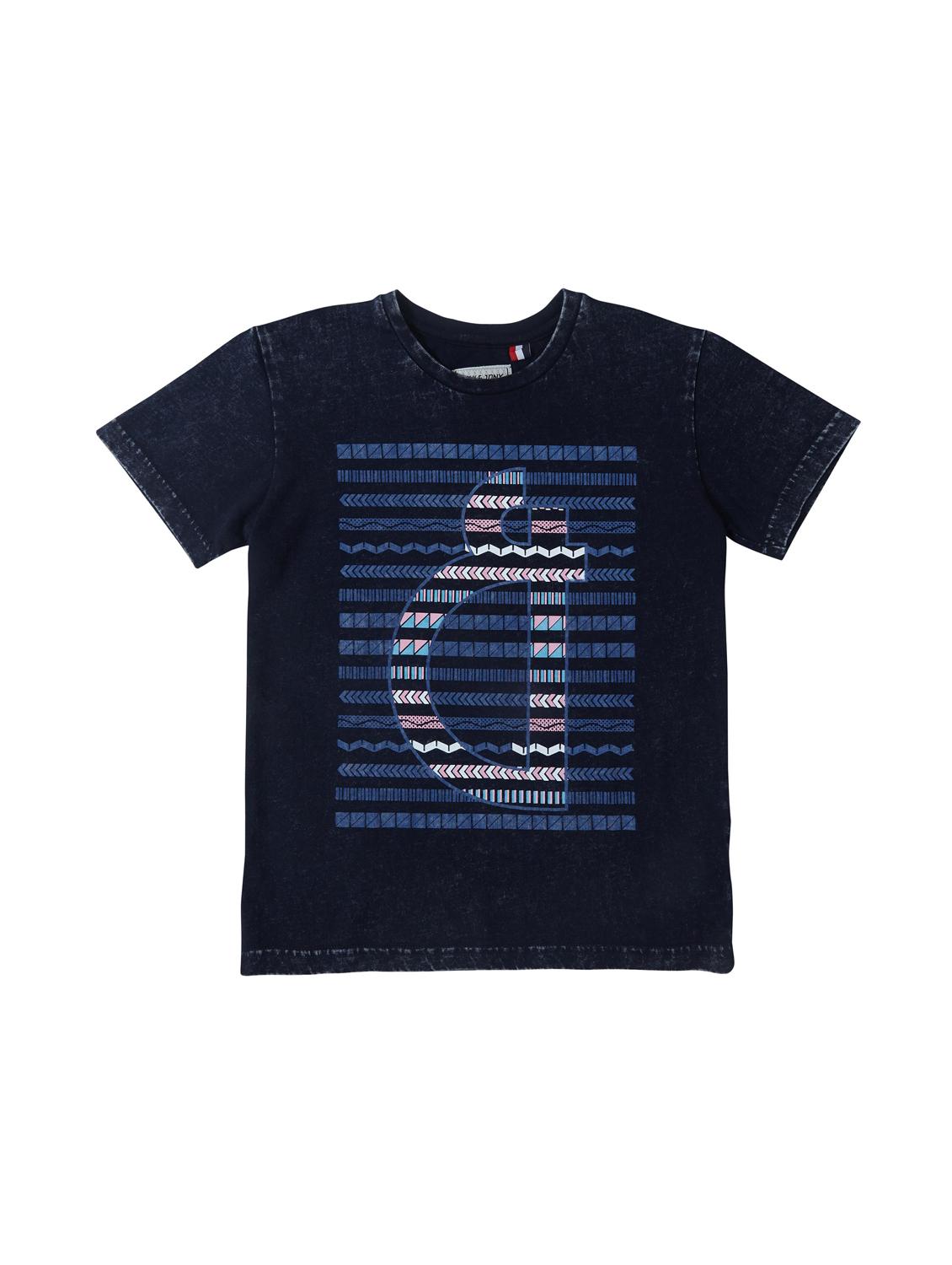 round neck striped print t-shirt - 16593528 - Zoom Image - 0