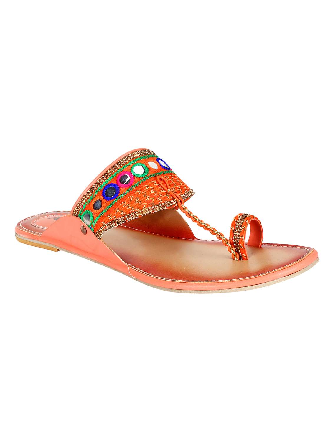 orange one toe kolhapuris