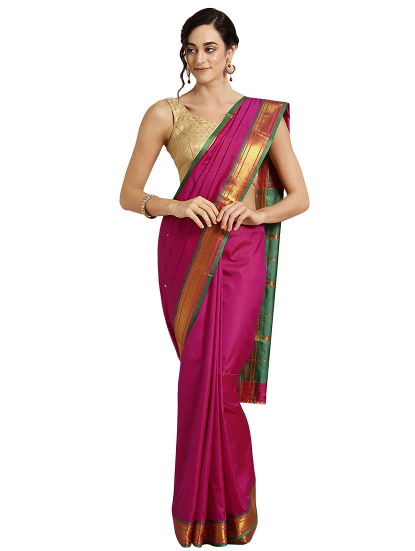 solid woven saree with blouse