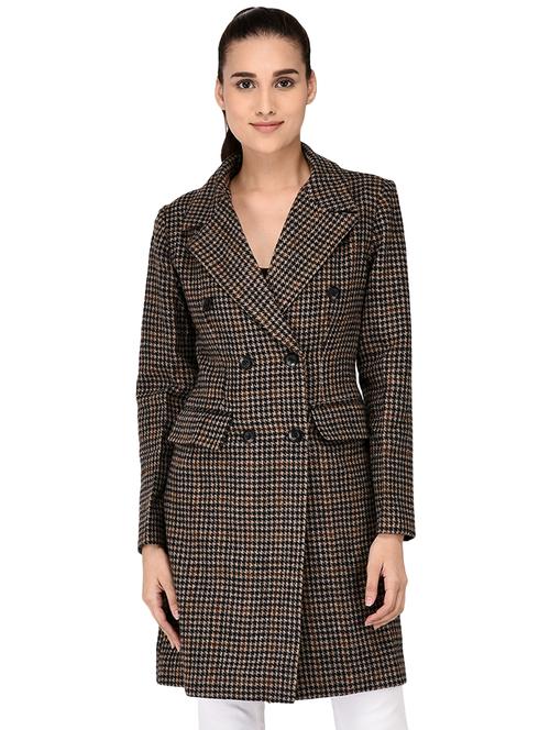 double breasted houndstooth coat - 16596002 - Standard Image - 0
