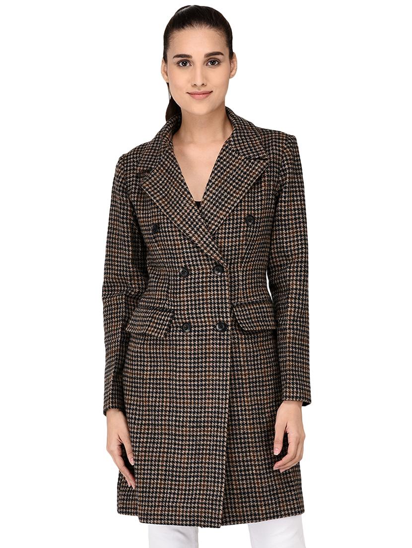 double breasted houndstooth coat - 16596002 - Zoom Image - 0