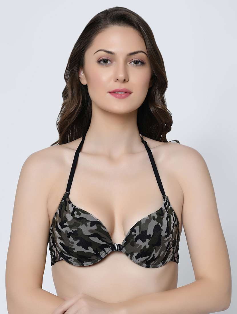styled back camouflage push up bra