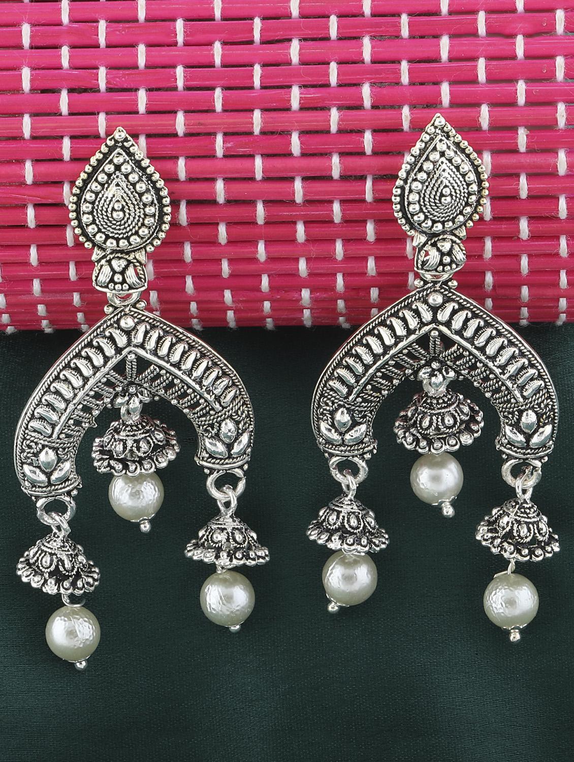 silver metal drop earring - 16596797 - Zoom Image - 0