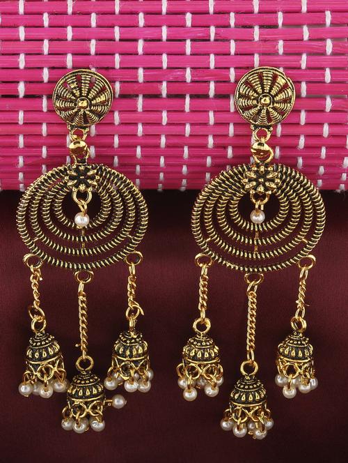 gold metal drop earring - 16596822 - Standard Image - 0