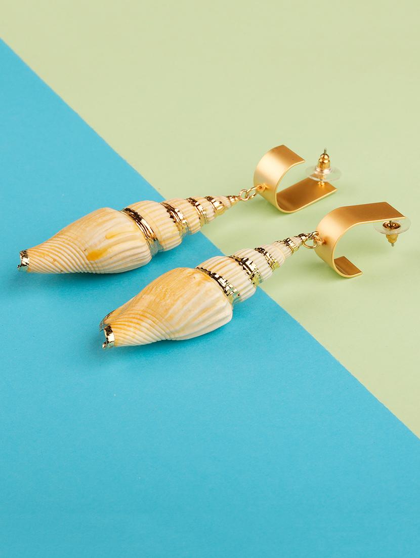 gold metal drop earring - 16597029 - Zoom Image - 0