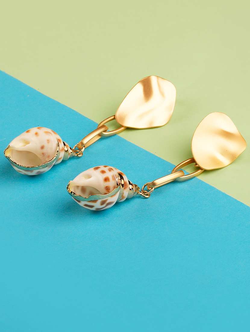 gold metal drop earring - 16597031 - Zoom Image - 0