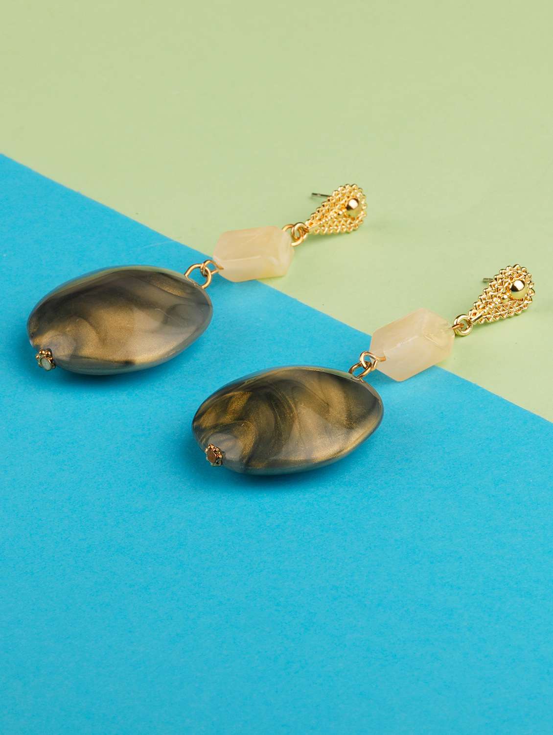 multi colored metal drop earring