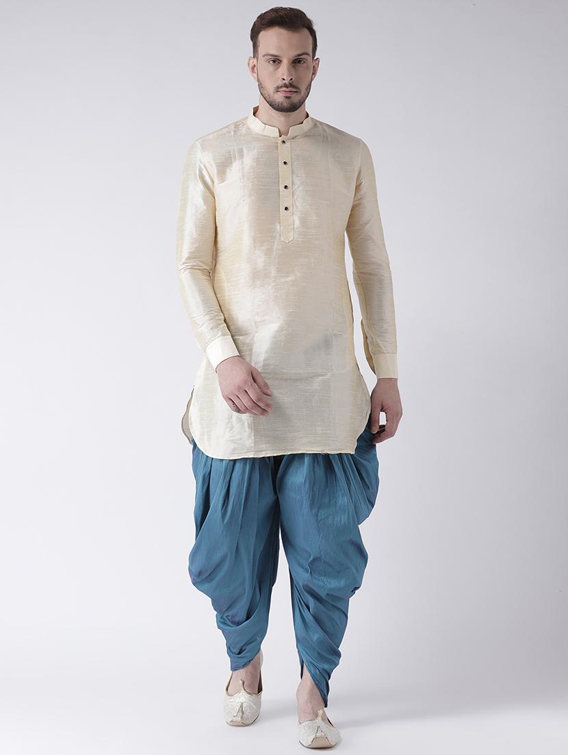 beige solid dhoti kurta set - 16597718 - Zoom Image - 0