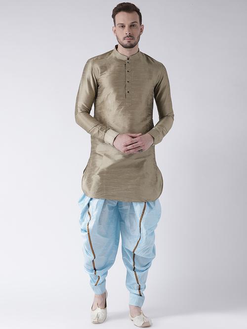 brown solid dhoti kurta set - 16597722 -  Standard Image - 0
