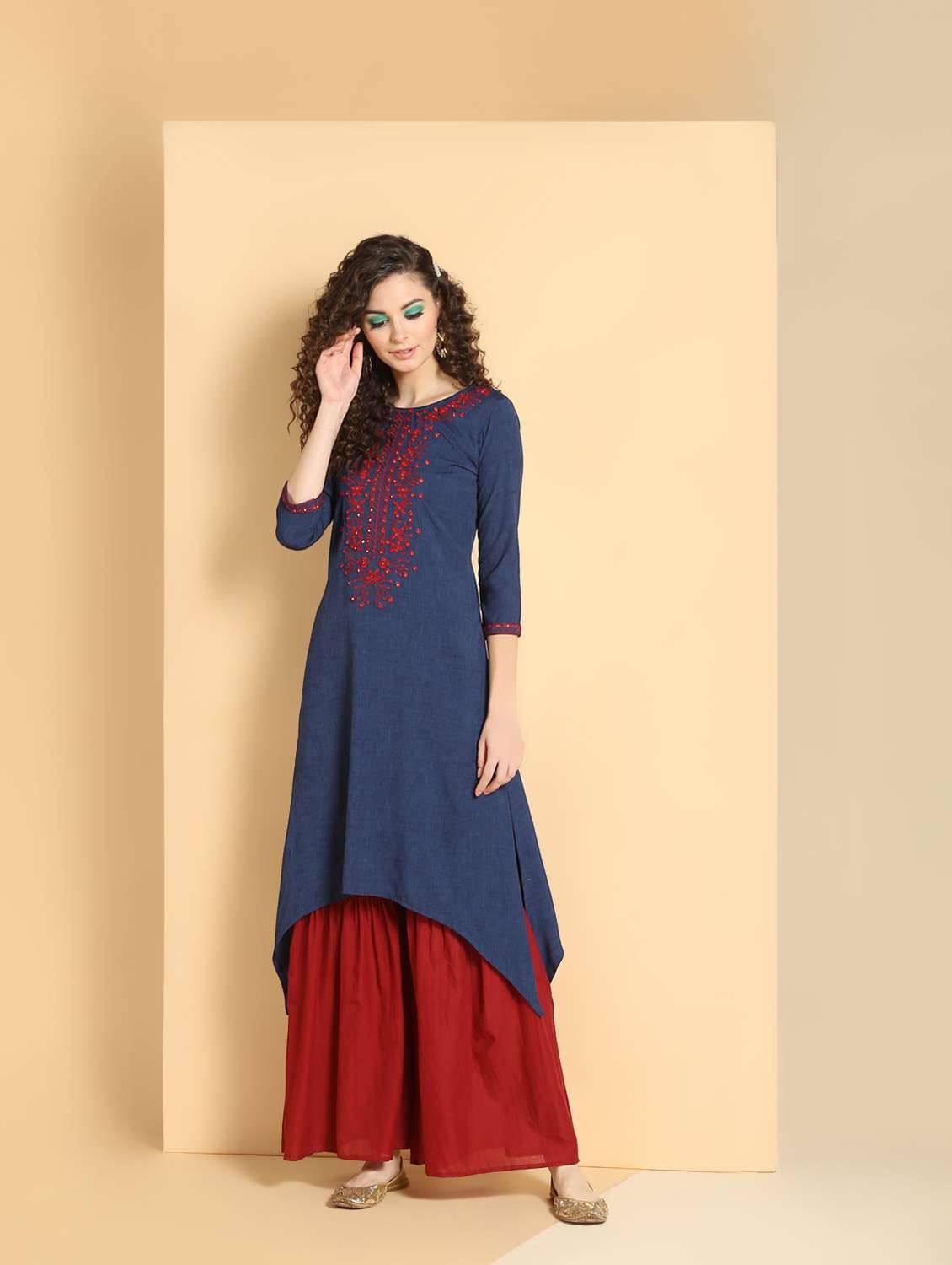 embroidered asymmetric kurta