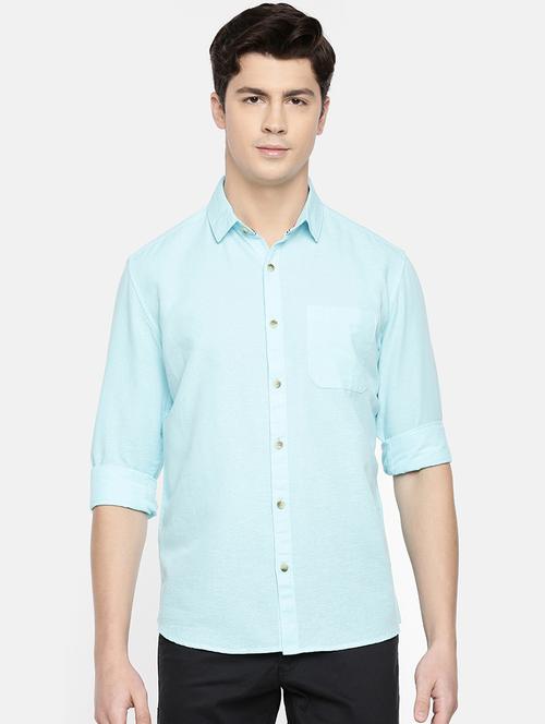 light blue solid casual shirt - 16598769 - Standard Image - 0