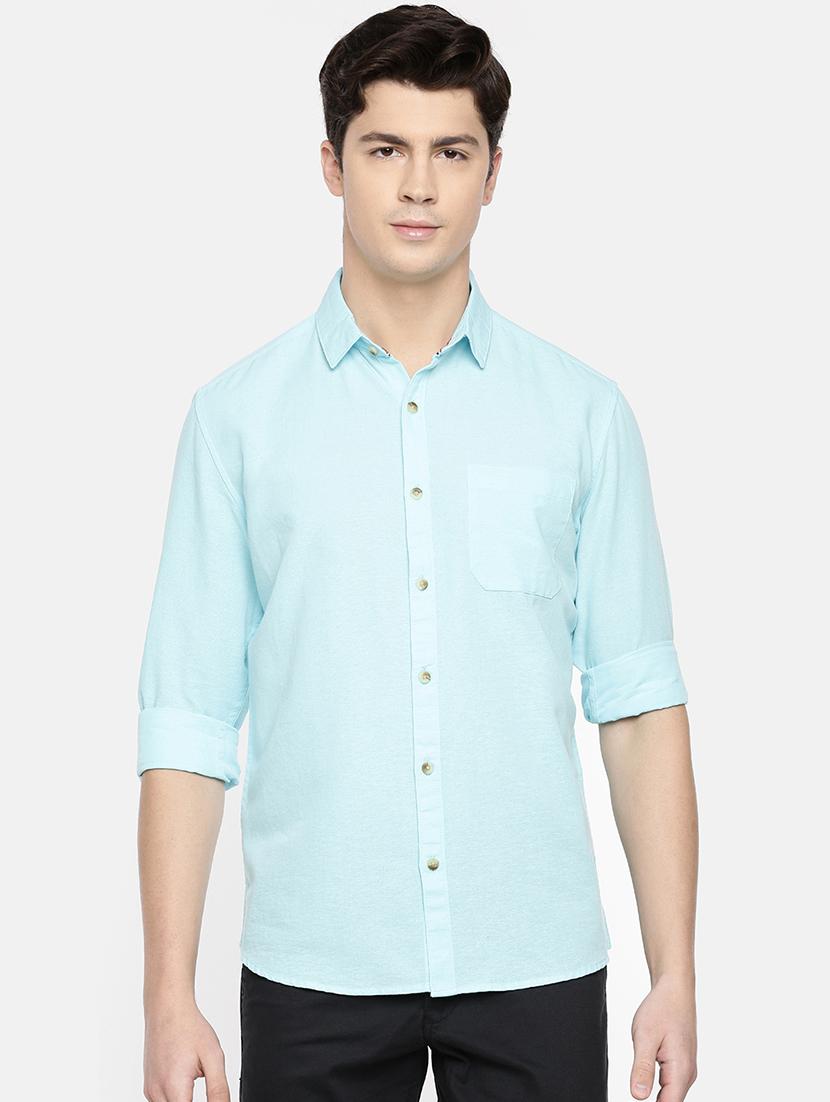 light blue solid casual shirt - 16598769 - Zoom Image - 0