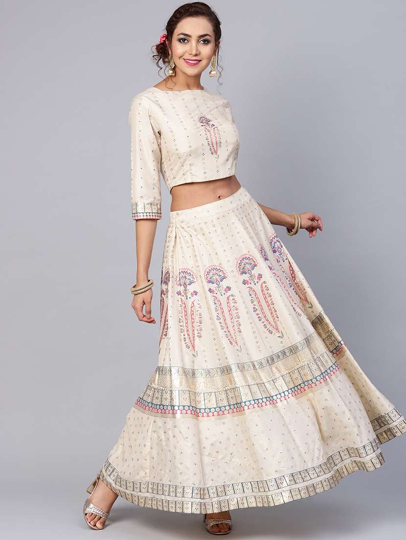foil printed flared lehenga choli