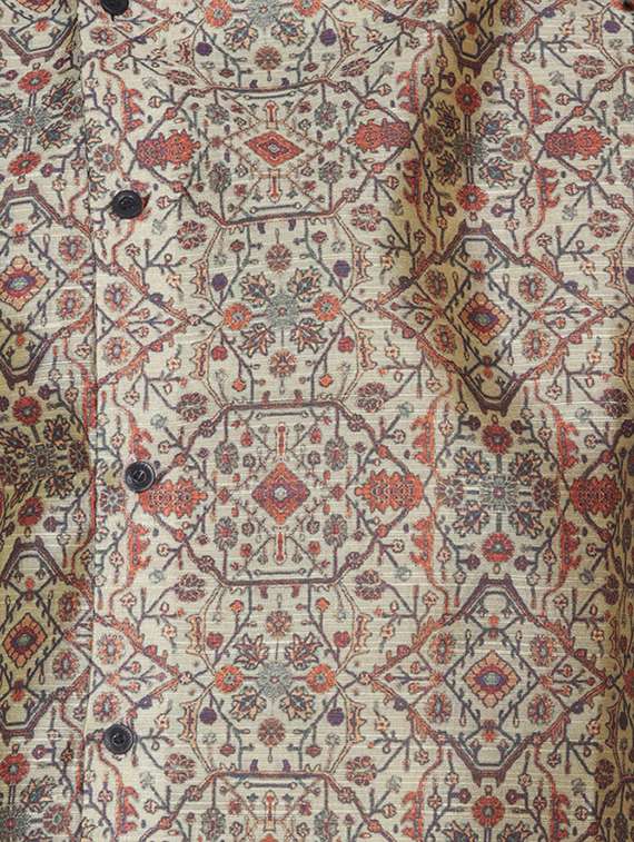 brown silk blend printed asymmetric kurta - 16599832 - Standard Image - 3