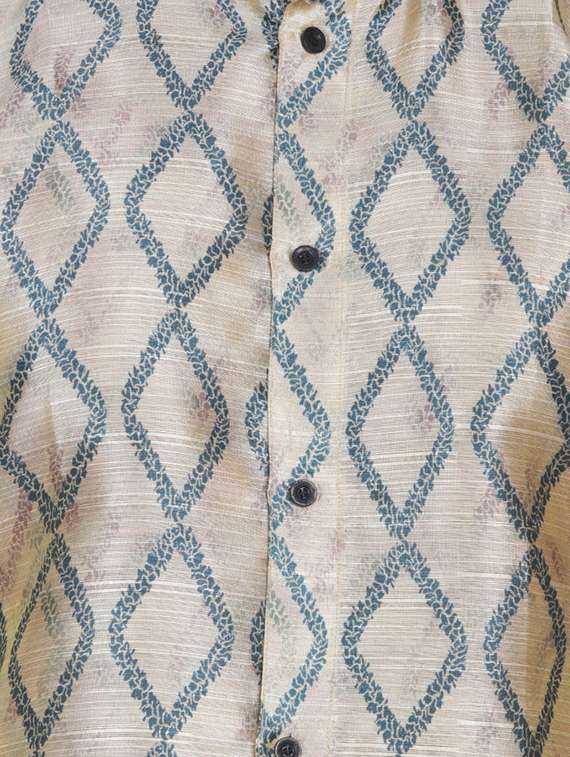 beige silk blend printed long kurta - 16599837 -  Standard Image - 3