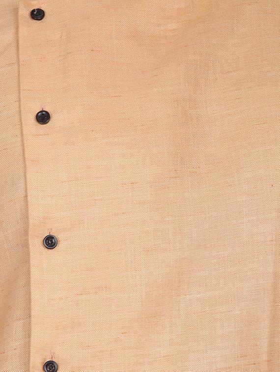 peach mandarin neck solid asymmetric kurta - 16599845 - Standard Image - 3