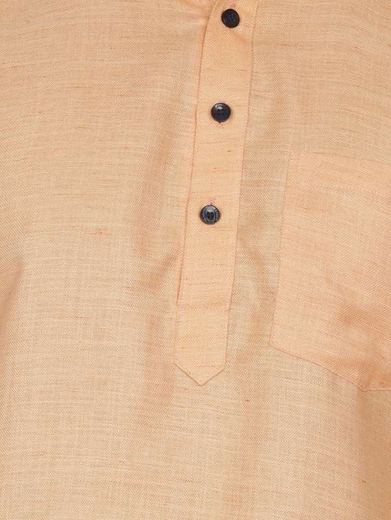 orange silk blend solid long kurta - 16599847 -  Standard Image - 3