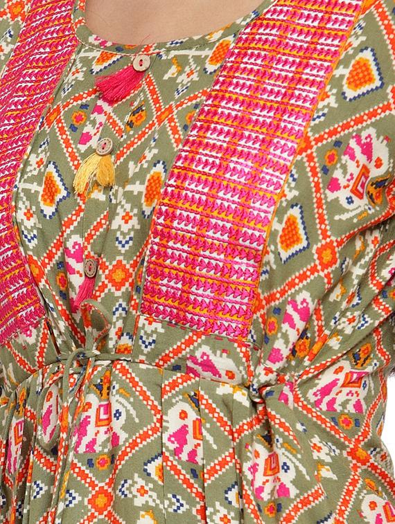 olive rayon straight kurta - 16600723 - Standard Image - 3