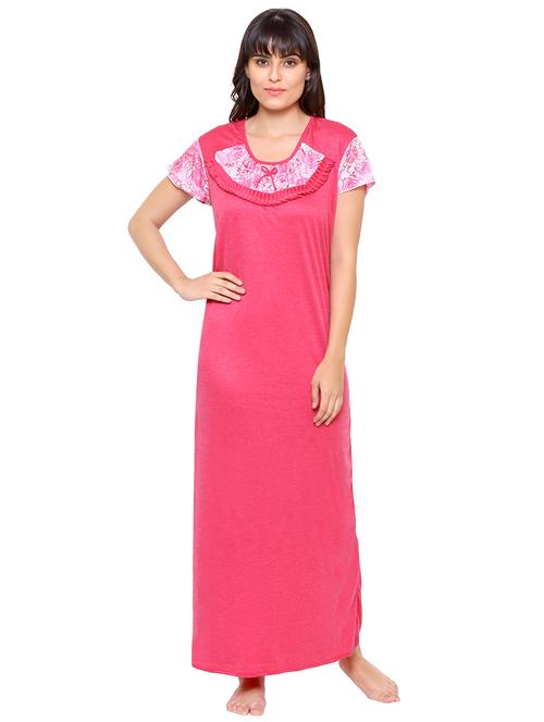 round neck frill trim nighty - 16600838 - Standard Image - 0
