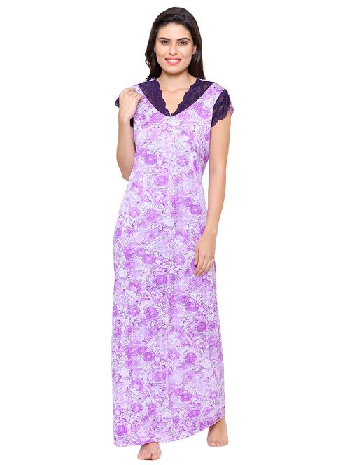 v neck floral nighty - 16600842 -  Standard Image - 0