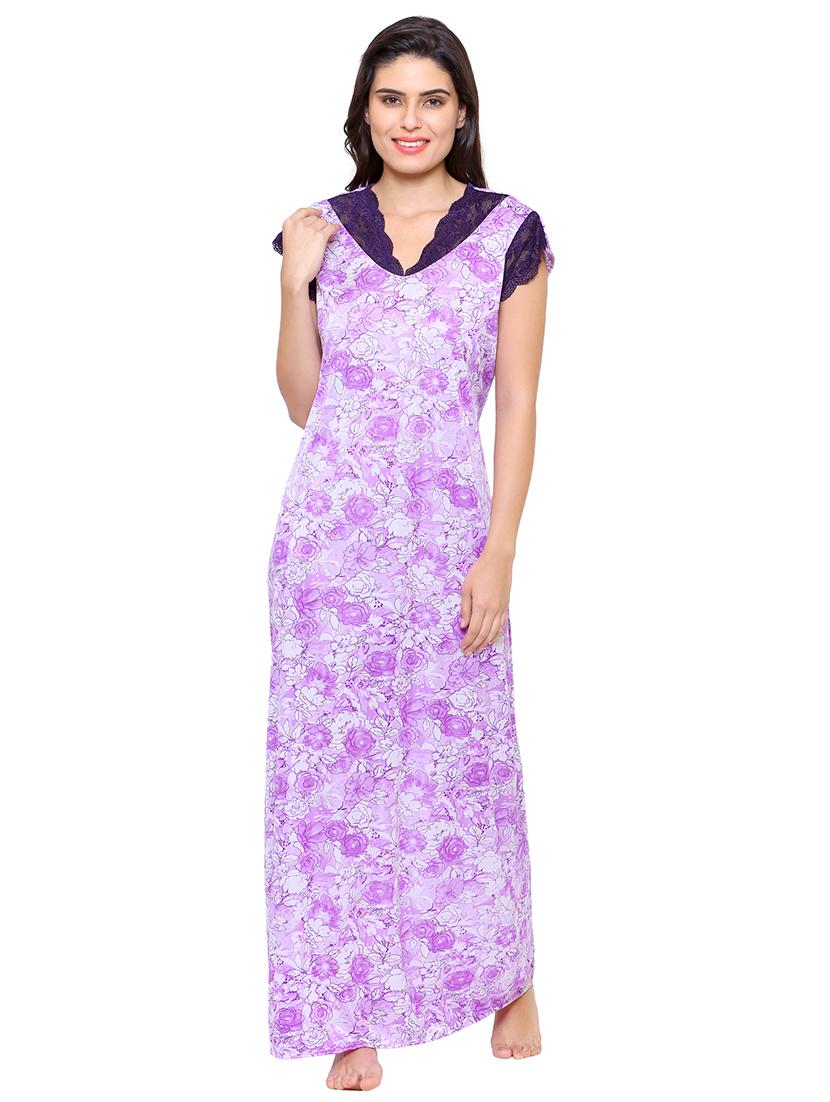 v neck floral nighty - 16600842 -  Zoom Image - 0