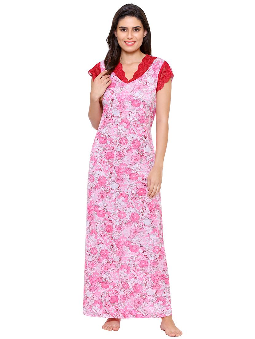 v neck floral nighty - 16600843 -  Zoom Image - 0