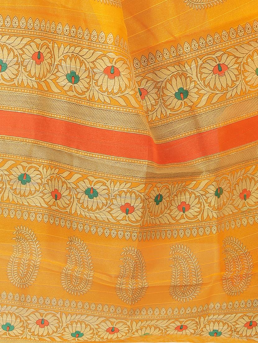 women's self design mustard colored saree with blouse - 16601959 - Standard Image - 3