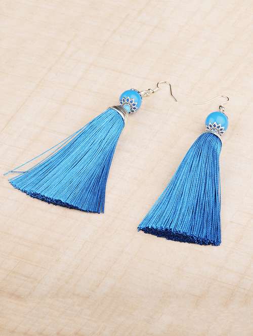 blue metal drop earring - 16603178 - Standard Image - 0