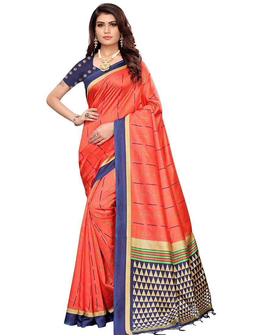 geometrical printed saree with blouse - 16603512 - Zoom Image - 0