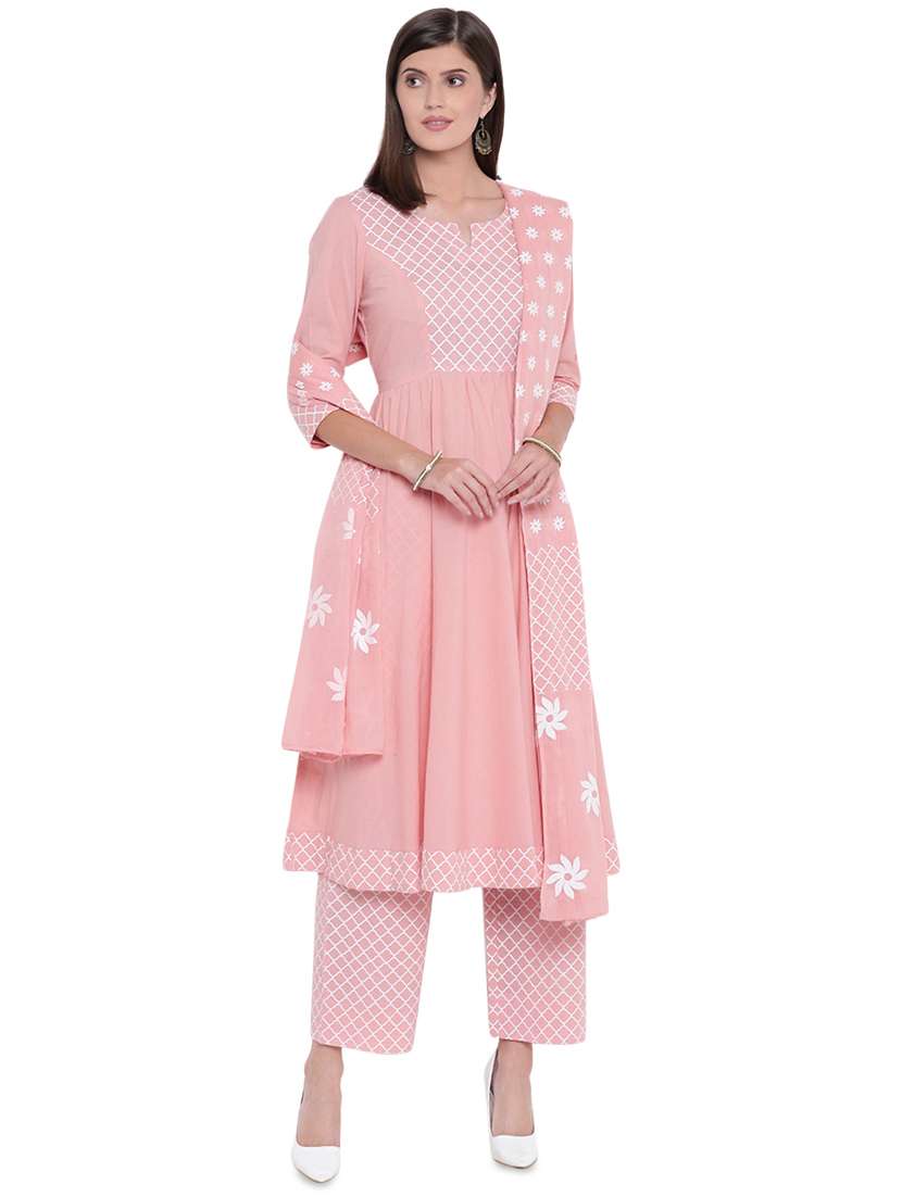Buy online Peach Suit Set from ethnic wear for Women by Khushal K for