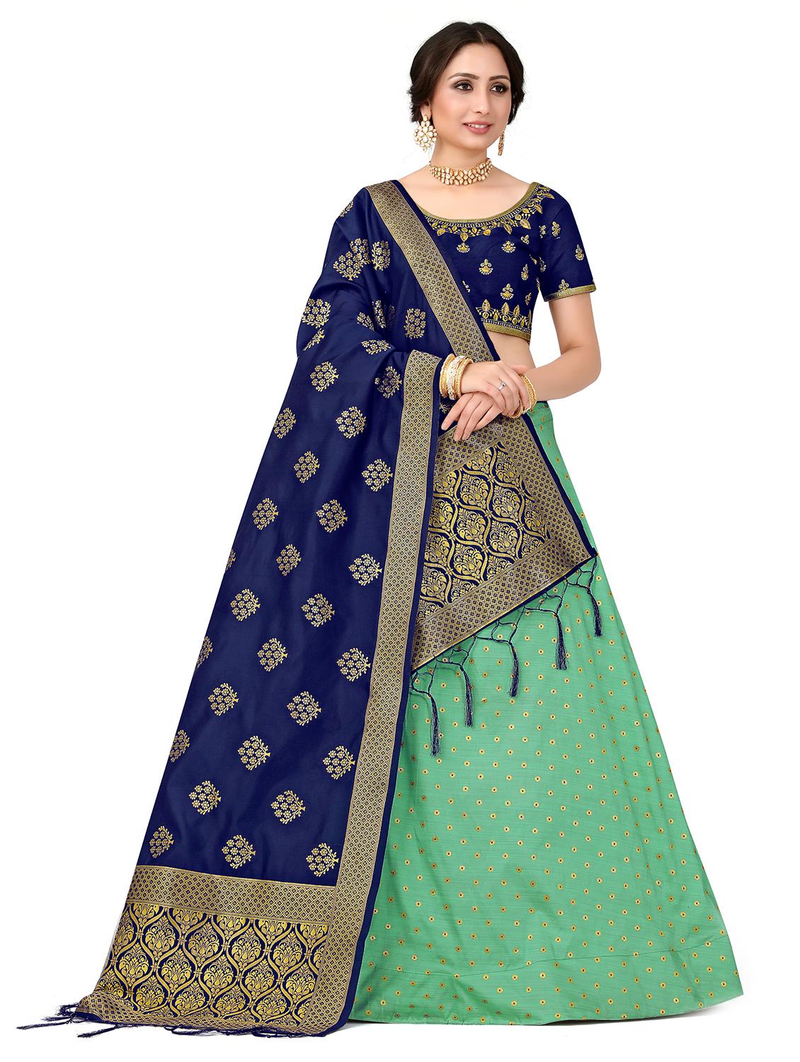 embroidered contrast a-line lehenga - 16604421 -  Zoom Image - 0