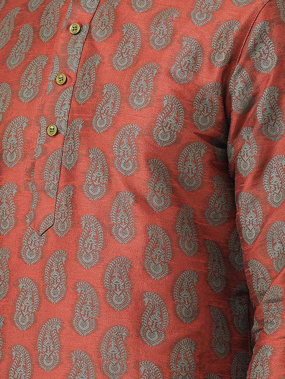 orange paisley printed kurta pyjama set - 16604948 - Standard Image - 3