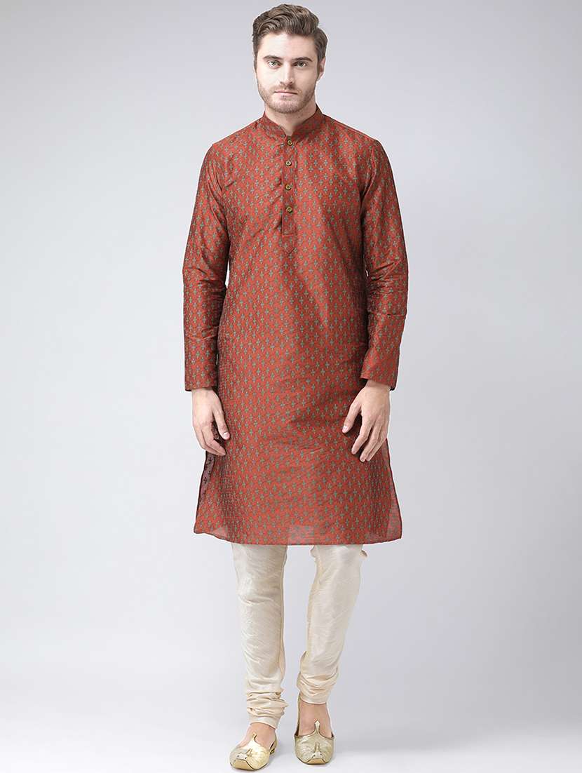 orange printed kurta pyjama set - 16604949 -  Zoom Image - 0