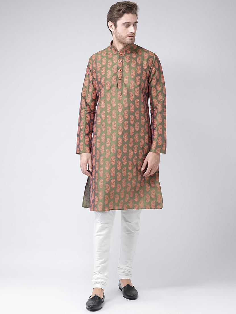 green paisley printed kurta pyjama set - 16604972 -  Zoom Image - 0