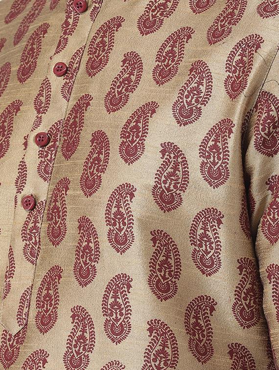 brown paisley printed kurta pyjama set - 16604977 - Standard Image - 3