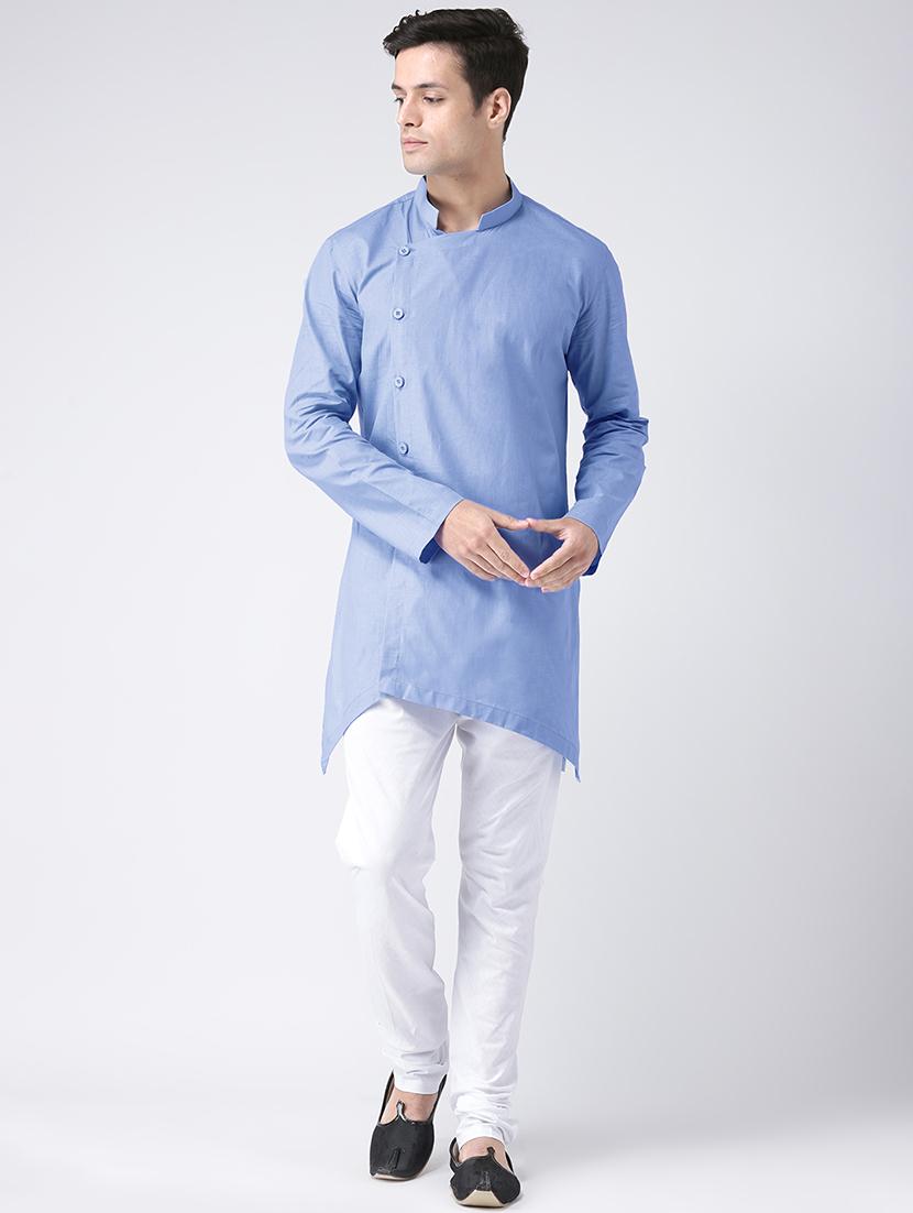 sky blue solid kurta pyjama set - 16604984 - Zoom Image - 0