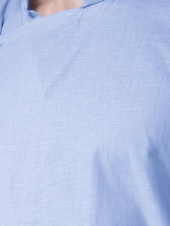 sky blue solid kurta pyjama set - 16604984 - Standard Image - 3
