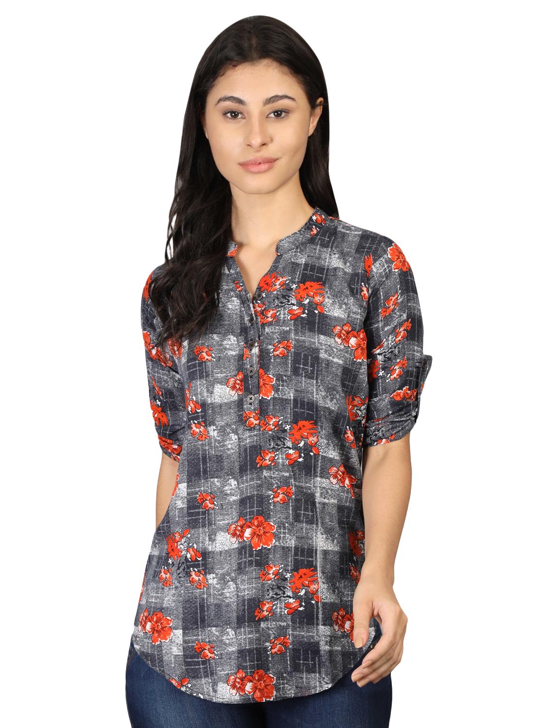 roll up sleeved floral tunic - 16605451 - Zoom Image - 0