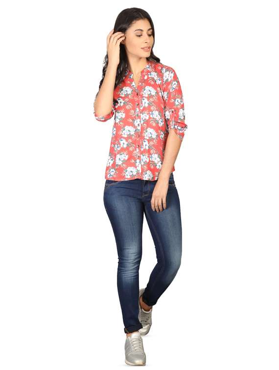 women's straight mandarin neck top - 16605457 -  Standard Image - 3