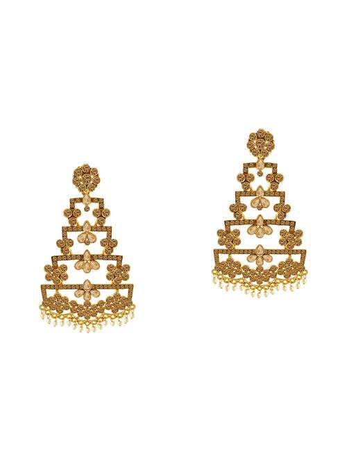 gold metal chandellier earring - 16605816 - Standard Image - 0