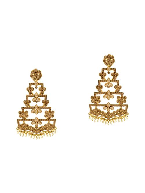 gold metal chandellier earring - 16605816 -  Standard Image - 0