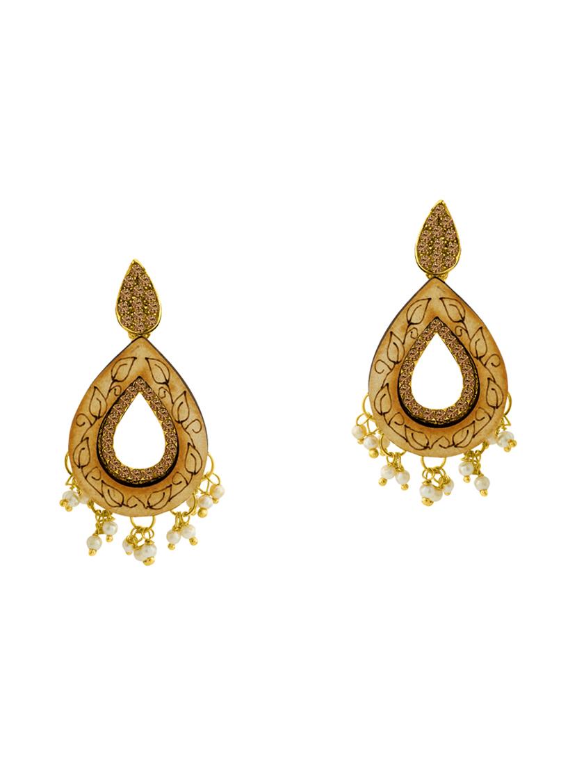 gold metal drop earring - 16605843 - Zoom Image - 0