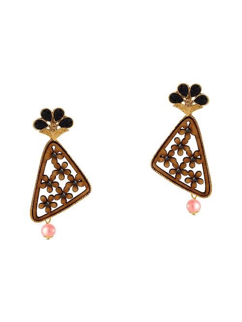 gold metal drop earring - 16605846 - Standard Image - 0