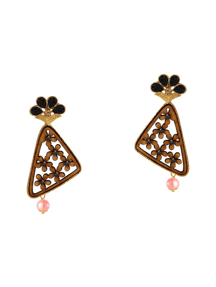 gold metal drop earring - 16605846 - Zoom Image - 0