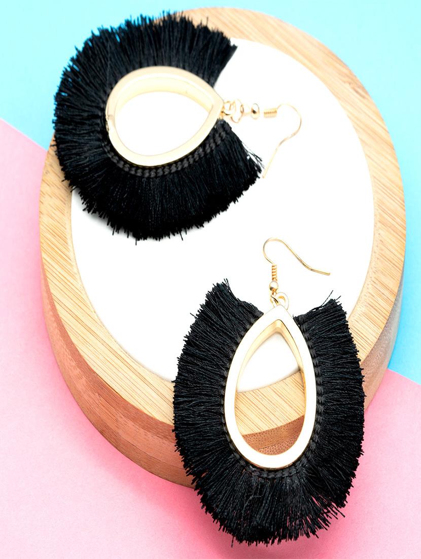 black gold plated drop earring - 16607446 - Zoom Image - 0