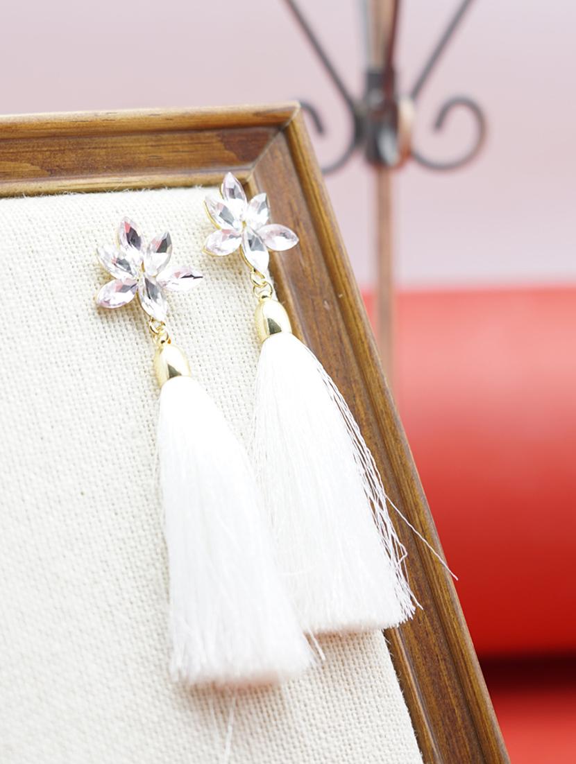 white gold plated drop earring - 16607451 - Zoom Image - 0